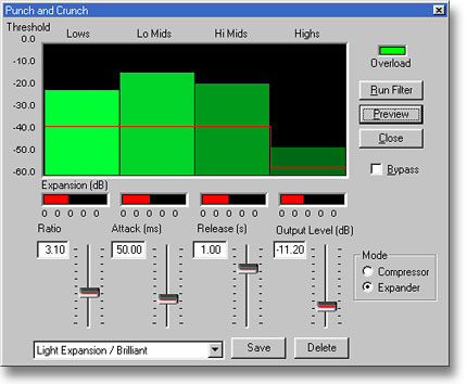 Skärmbild: Punch and Crunch Multiband Compressor